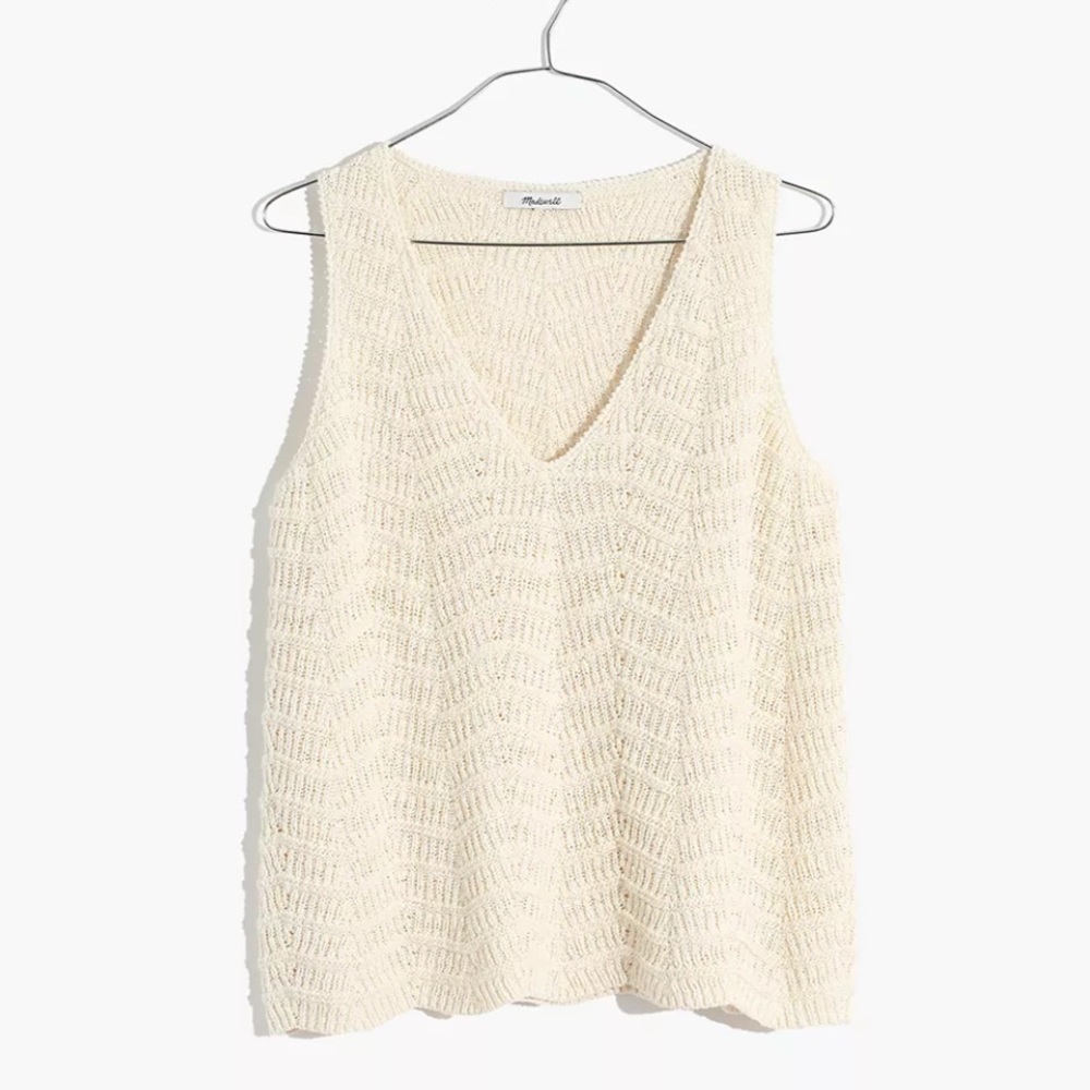 Madewell Cream Knit V-Neck Tank Top